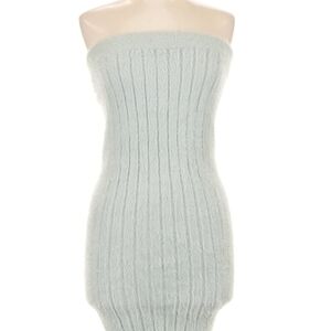 Meshki Strapless Ribbed Knit Dress in Pale Blue